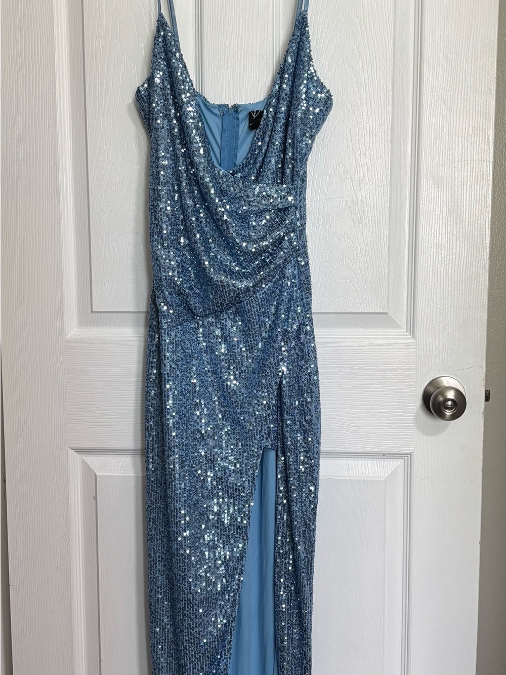 Sparkling Blue Sequin Evening Dress